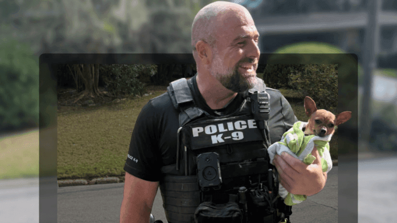 The small dog rescued during the stolen vehicle investigation